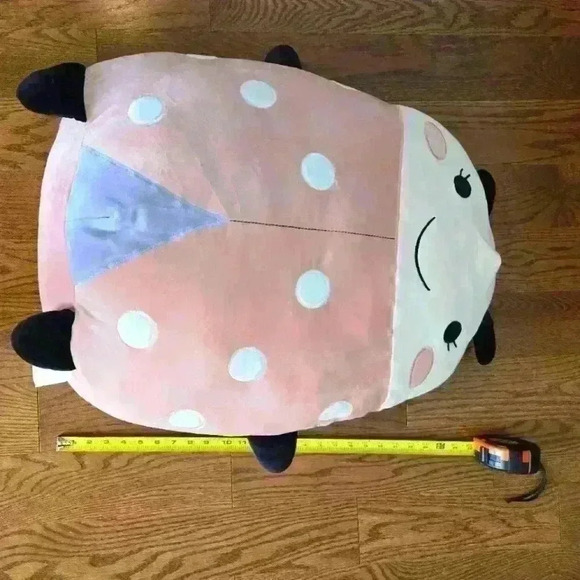 Big pink LadyBug Squishy Throw Pillow - Picture 3 of 4